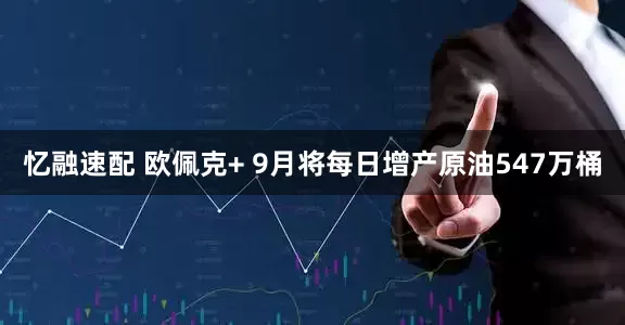 忆融速配 欧佩克+ 9月将每日增产原油547万桶